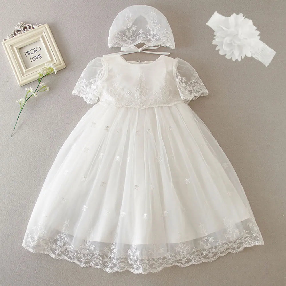 Vestido para Bebê Menina Hetiso de Manga Longa – Vestido de Festa/Baile para Primeiro Aniversário, Batizado e Daminha de Honra.