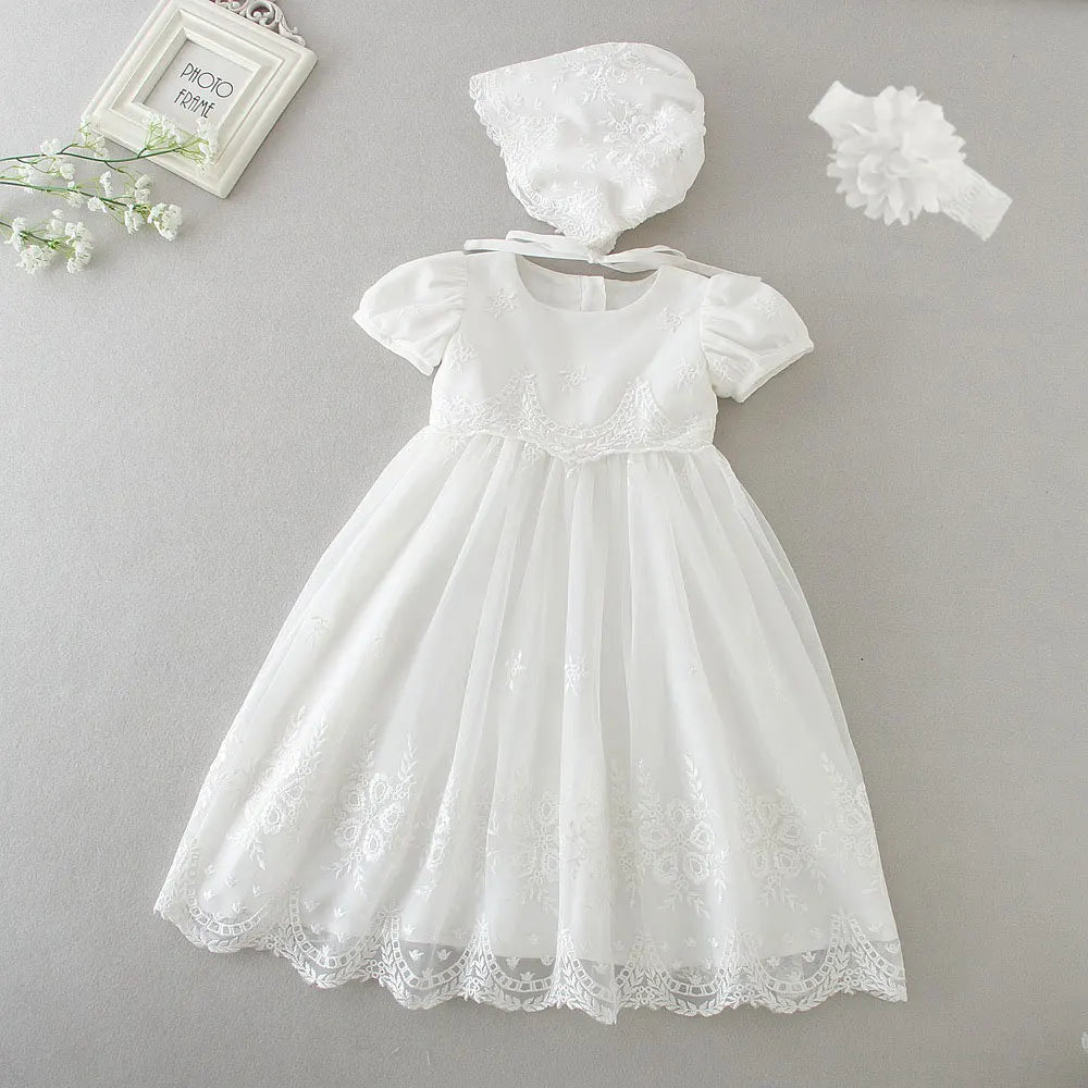Vestido para Bebê Menina Hetiso de Manga Longa – Vestido de Festa/Baile para Primeiro Aniversário, Batizado e Daminha de Honra.