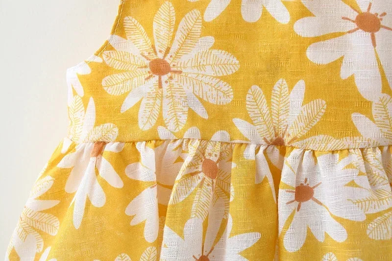 Vestido de Verão para Meninas com Estampa Floral, Estilo Delicado e Fresco para o Dia a Dia, Vestido de Princesa Doce com Laço. 0 - 3 anos