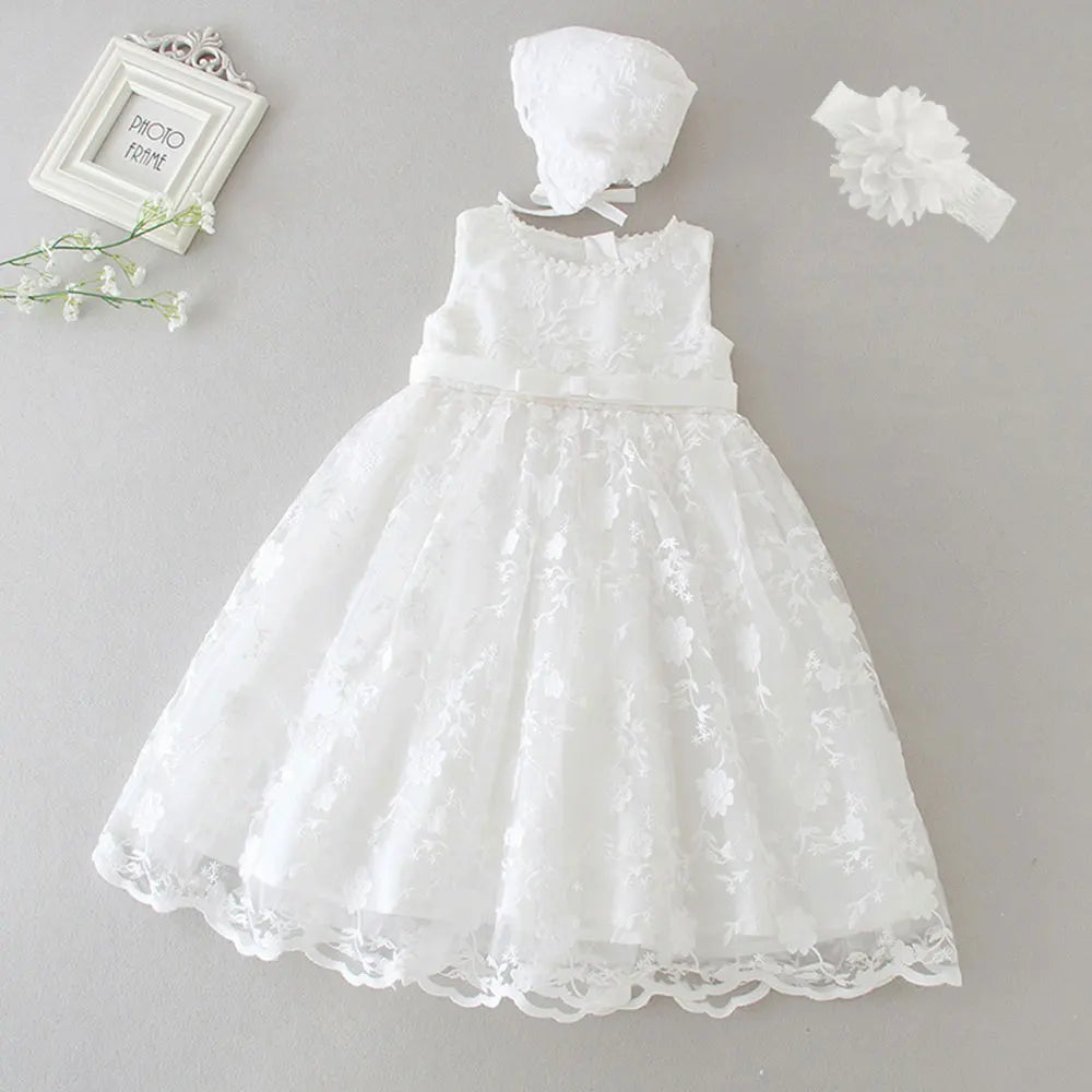 Vestido para Bebê Menina Hetiso de Manga Longa – Vestido de Festa/Baile para Primeiro Aniversário, Batizado e Daminha de Honra.