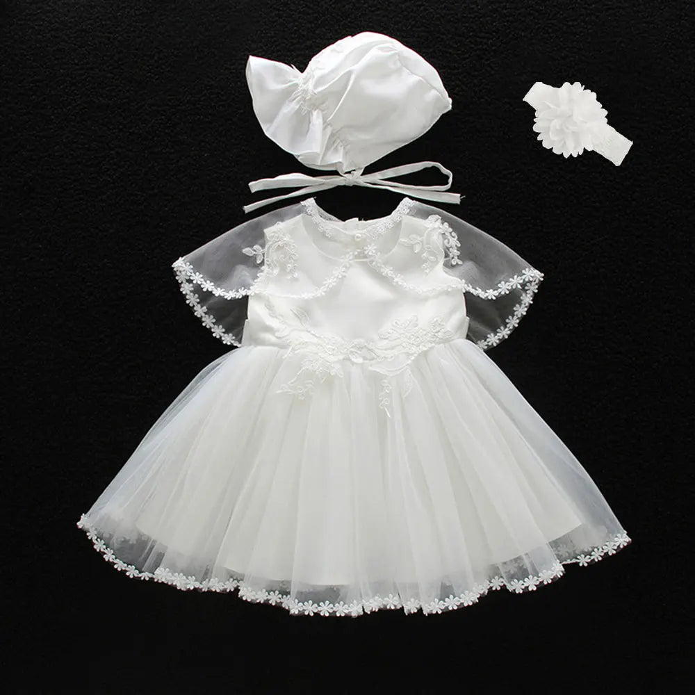 Vestido para Bebê Menina Hetiso de Manga Longa – Vestido de Festa/Baile para Primeiro Aniversário, Batizado e Daminha de Honra.