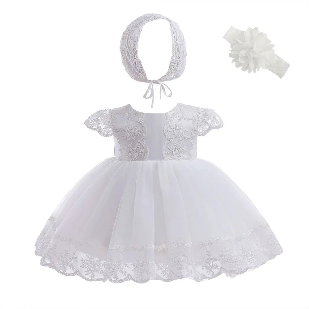 Vestido para Bebê Menina Hetiso de Manga Longa – Vestido de Festa/Baile para Primeiro Aniversário, Batizado e Daminha de Honra.