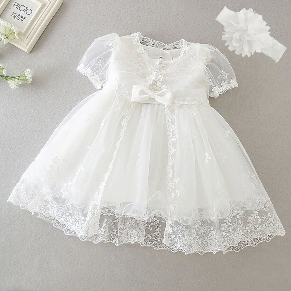Vestido para Bebê Menina Hetiso de Manga Longa – Vestido de Festa/Baile para Primeiro Aniversário, Batizado e Daminha de Honra.