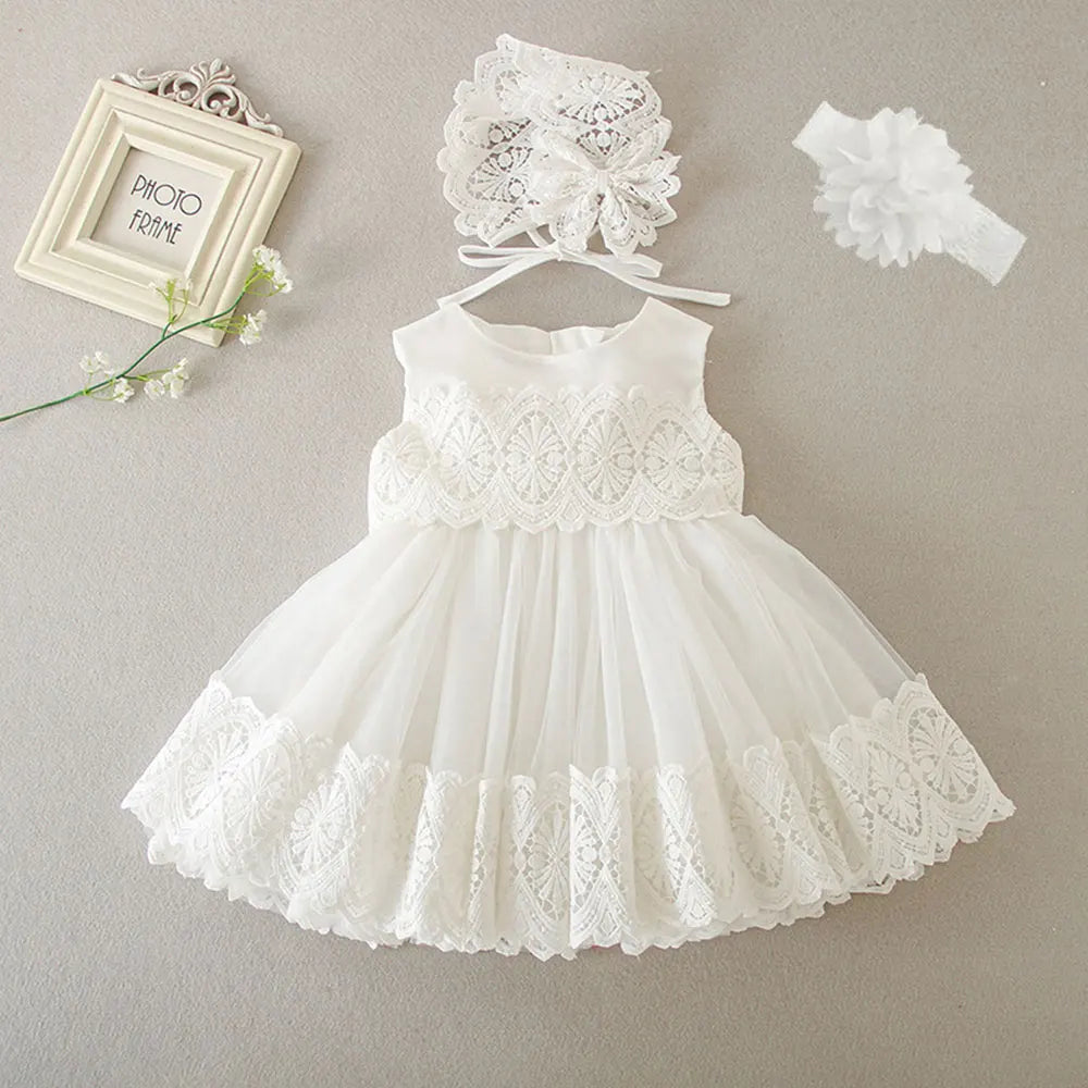 Vestido para Bebê Menina Hetiso de Manga Longa – Vestido de Festa/Baile para Primeiro Aniversário, Batizado e Daminha de Honra.