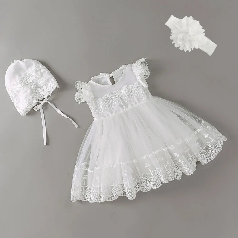 Vestido para Bebê Menina Hetiso de Manga Longa – Vestido de Festa/Baile para Primeiro Aniversário, Batizado e Daminha de Honra.
