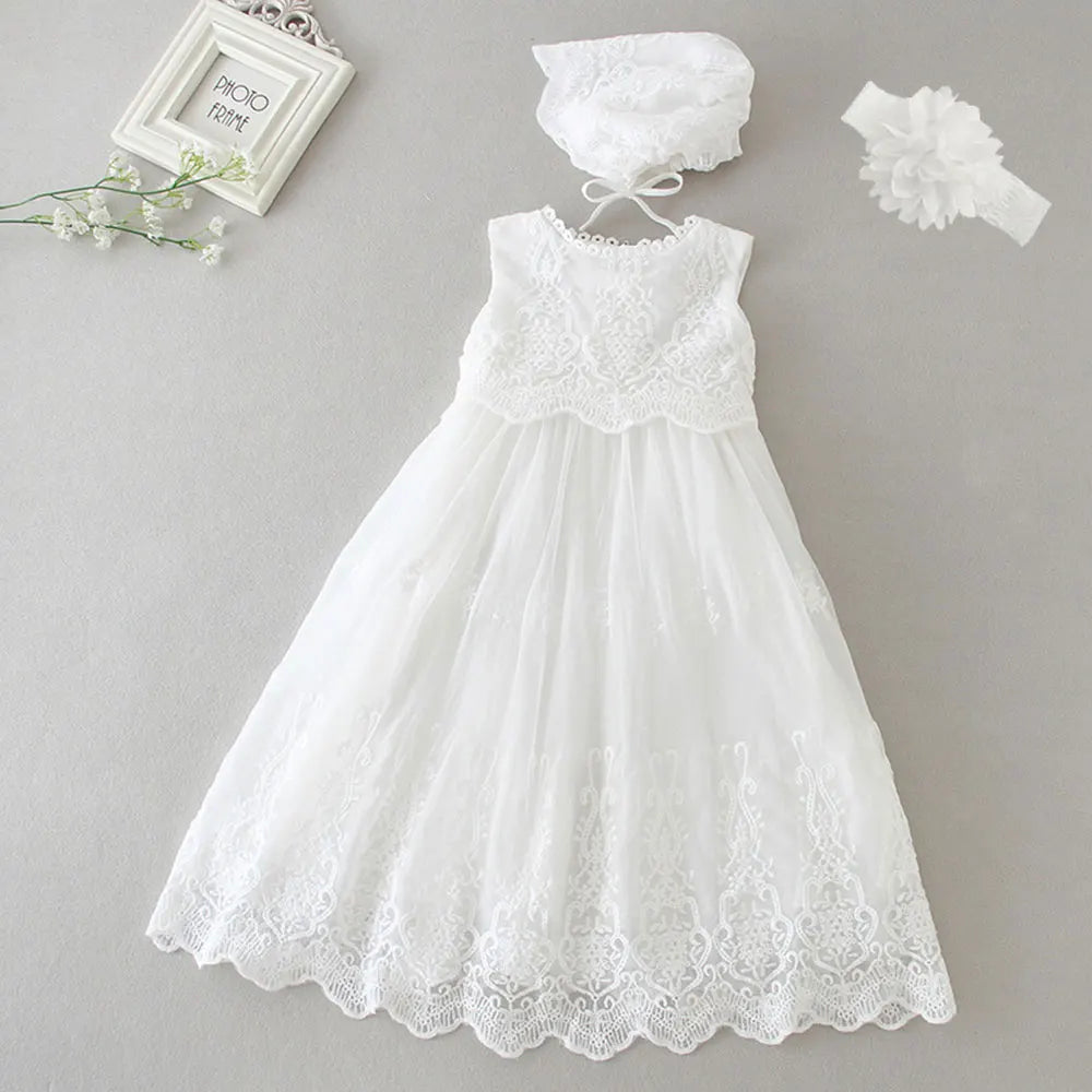 Vestido para Bebê Menina Hetiso de Manga Longa – Vestido de Festa/Baile para Primeiro Aniversário, Batizado e Daminha de Honra.