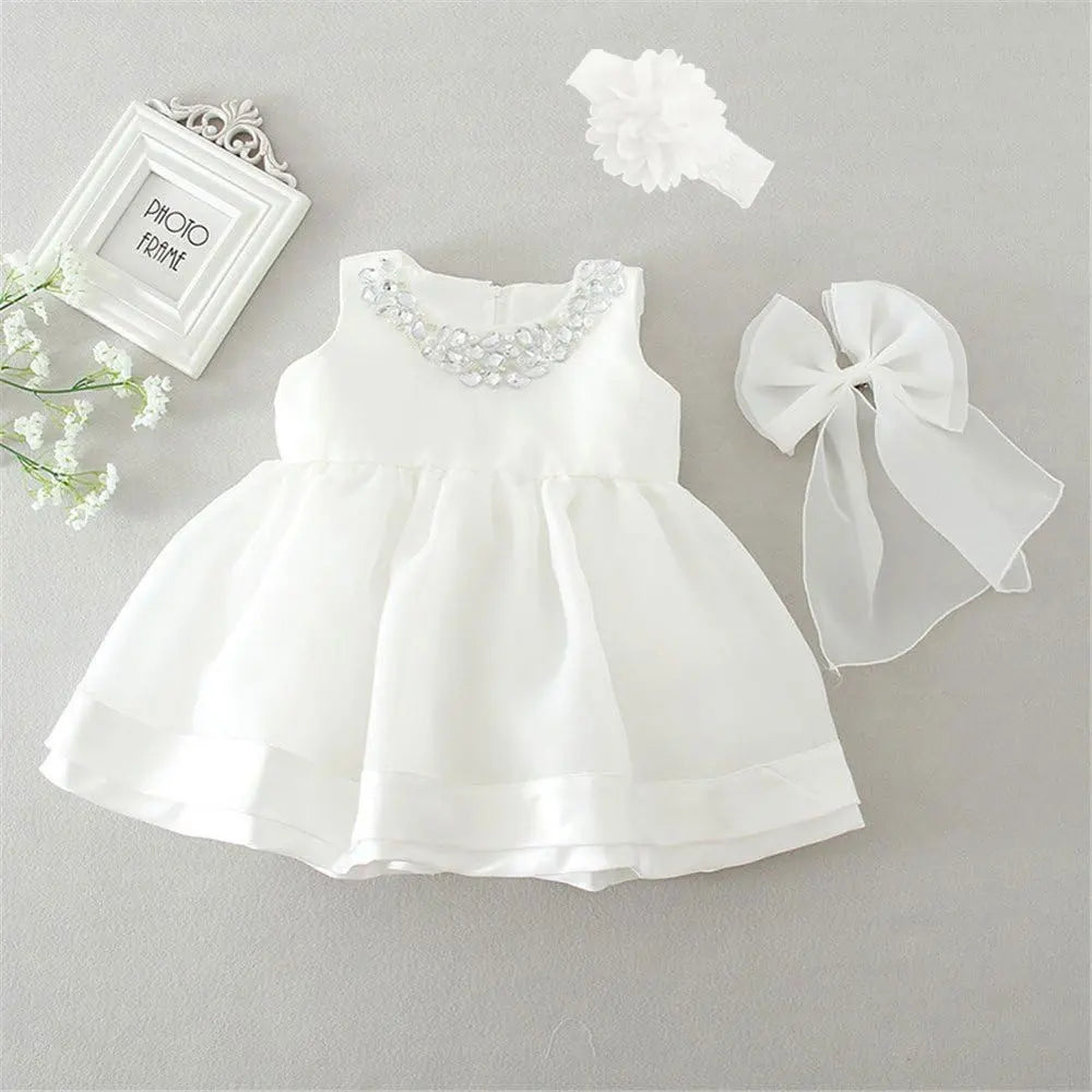 Vestido para Bebê Menina Hetiso de Manga Longa – Vestido de Festa/Baile para Primeiro Aniversário, Batizado e Daminha de Honra.